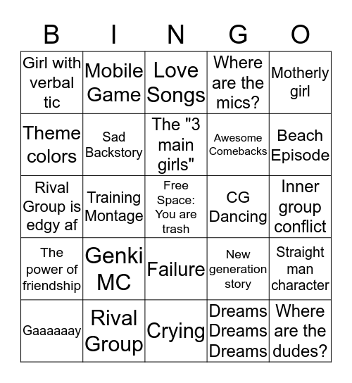 Idolsssssssssss Bingo Card