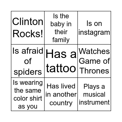 The Clinton School Bingo Card