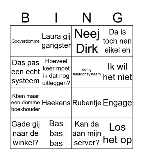 Erik Bingo Card