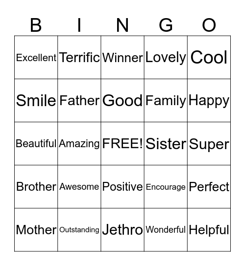 ENCOURAGE BINGO  Bingo Card