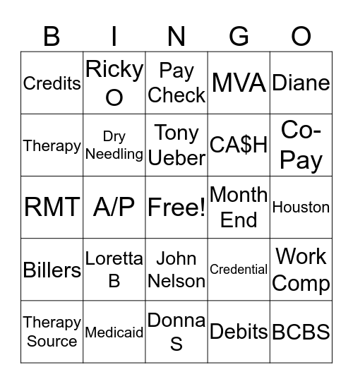 BINGO Therapy Bingo Card