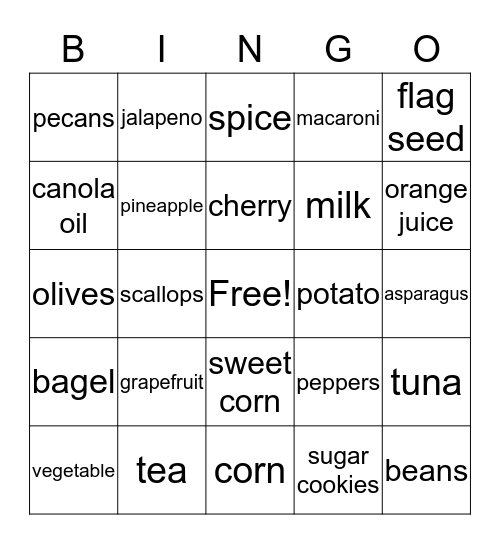 TOPS bingo Card