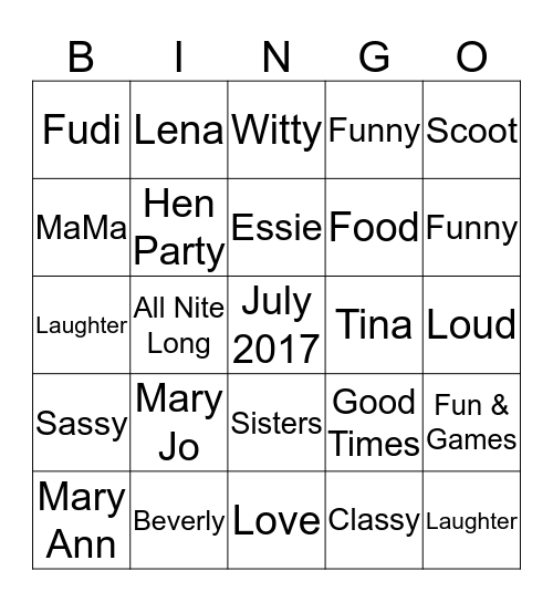 SISTAHS DOIN IT Bingo Card