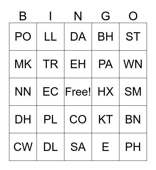 Postecode Bingo! Bingo Card