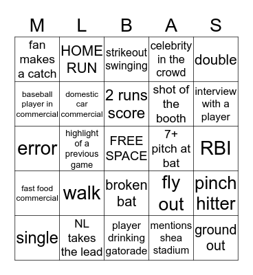 2013 ALL-STAR game bingo Card