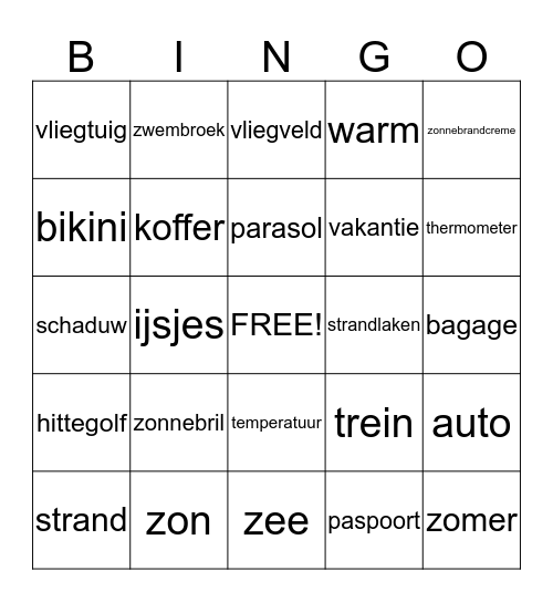 Zomerbingo Card