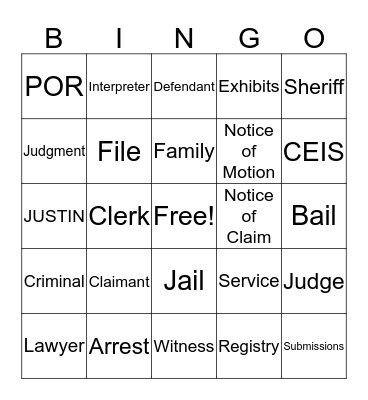 Court Bingo Card