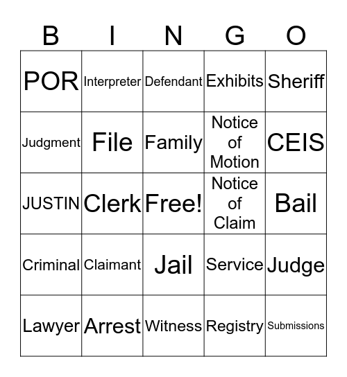 Court Bingo Card