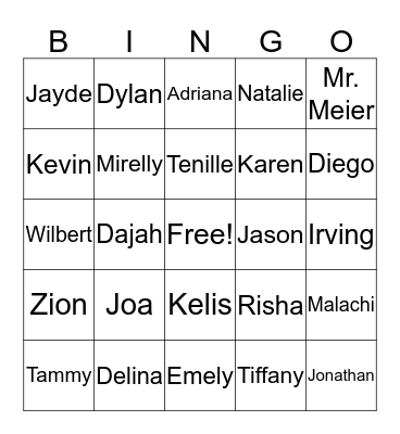 End of the Year Bingo Card