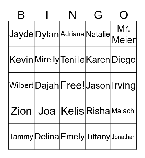 End of the Year Bingo Card