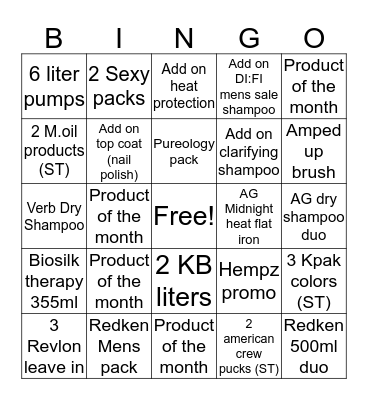 Chatters Bingo Card