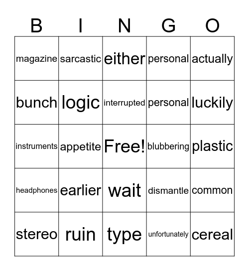 ** Diary of a Wimpy Kid ** Bingo Card