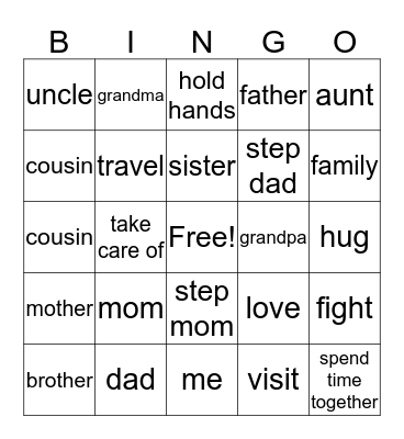 Unit 5 - family members and activities  Bingo Card