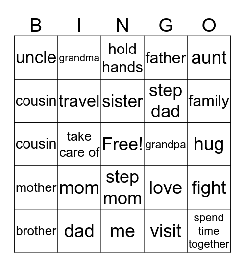 Unit 5 - family members and activities  Bingo Card