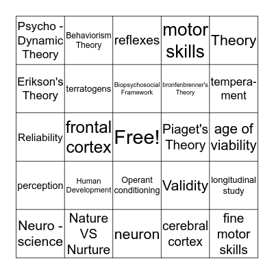 Ch. 1-3 HGD Bingo Card