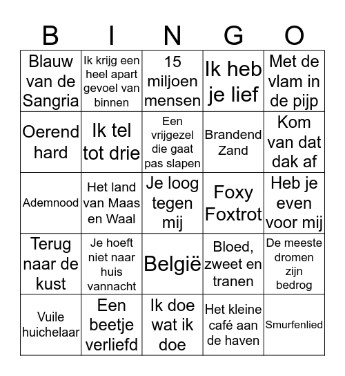 Holland Glorie OEV Abbenes Bingo Card
