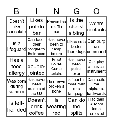 Find someone who: Bingo Card