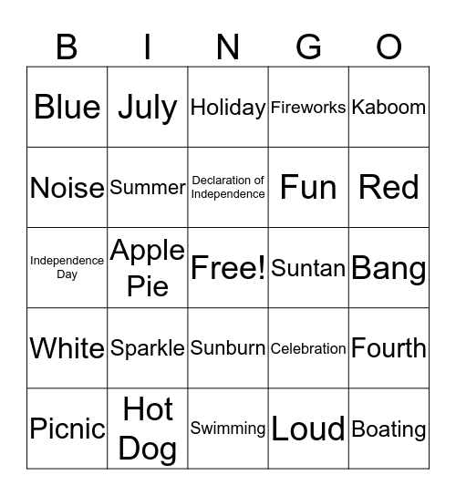 Pulaski North Fun Day Bingo Card