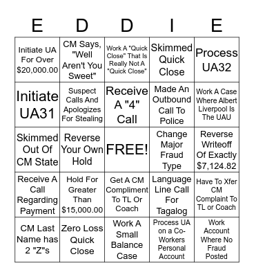 E.D.D.I.E. Bingo Card
