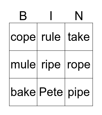 Lively Letter King Ed Bingo Card