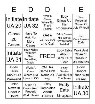E.D.D.I.E. Bingo Card