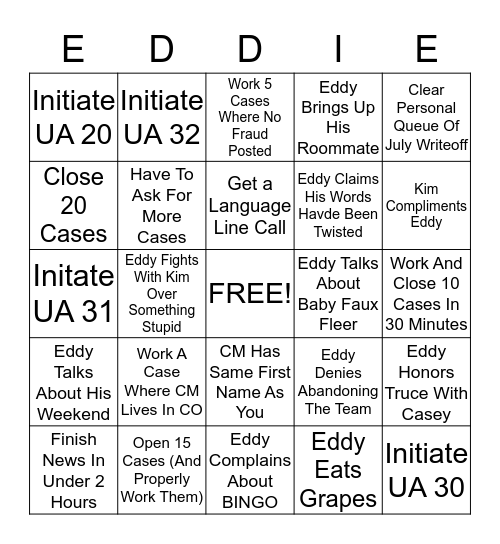 E.D.D.I.E. Bingo Card