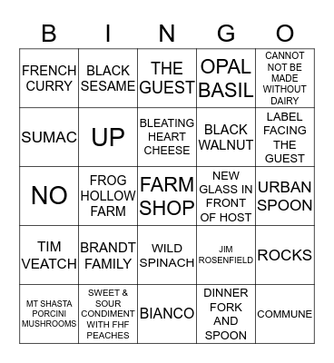 FARMSHOP BINGO Card