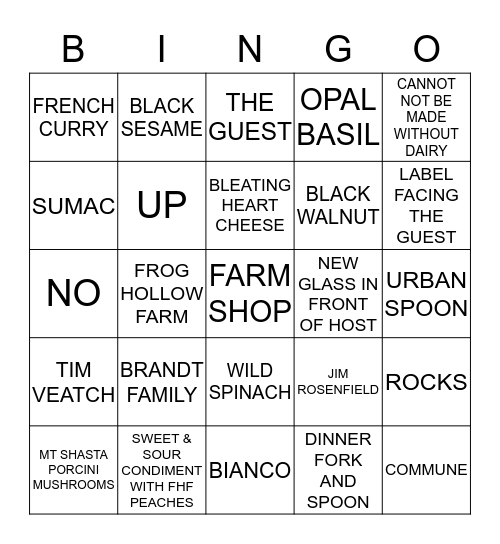 FARMSHOP BINGO Card