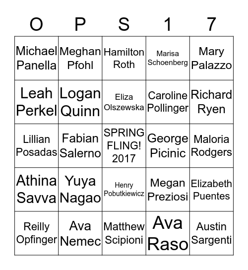 OPS '17 Bingo Card