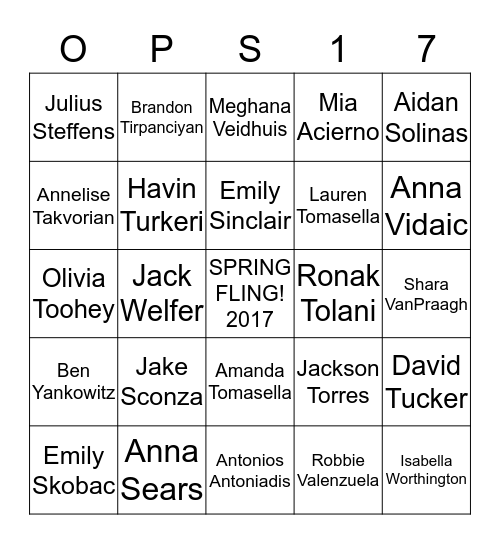 OPS '17 Bingo Card