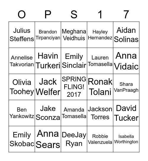 OPS '17 Bingo Card