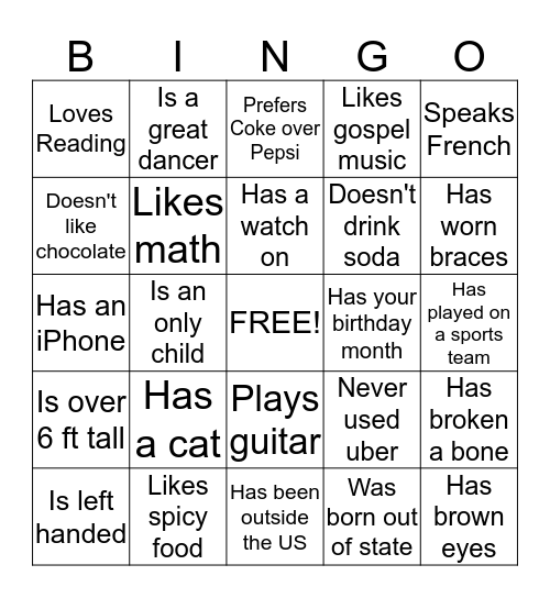 MEET AND MINGLE BINGO Card