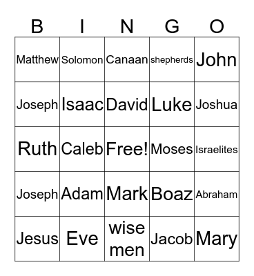 Bible Story Bingo! Bingo Card