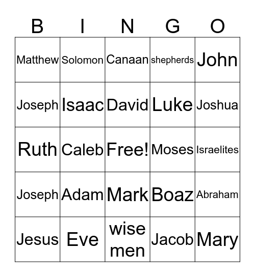 Bible Story Bingo! Bingo Card