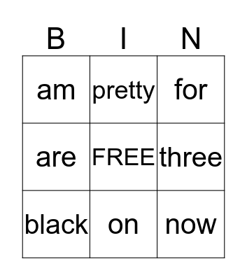 Sight Words 5 Bingo Card