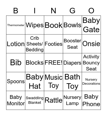 Jenna & Andrew's Baby Shower Bingo Card