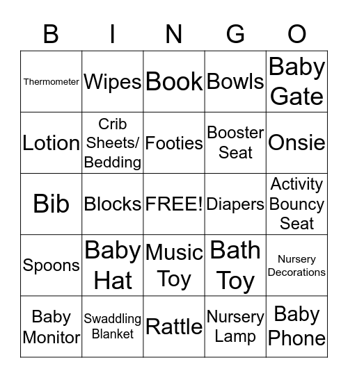 Jenna & Andrew's Baby Shower Bingo Card