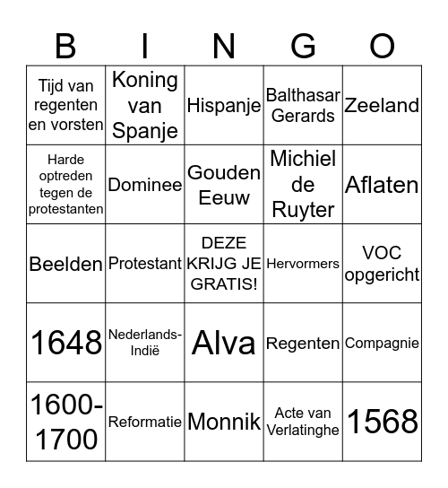 BINGO 2 - HOE ONTSTOND NEDERLAND? Bingo Card