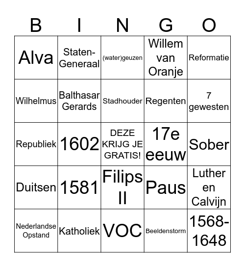 BINGO - HOE ONTSTOND NEDERLAND? Bingo Card