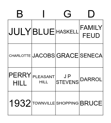 BIG D BIRTHDAY CELEBRATION Bingo Card