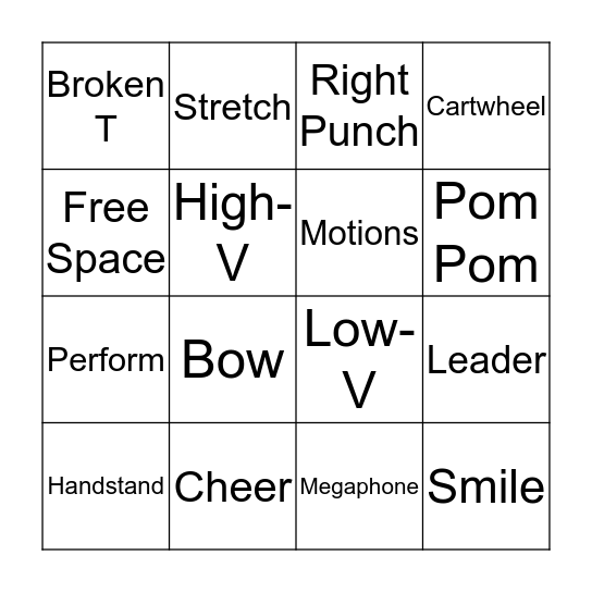 Cheer Impact Bingo Card