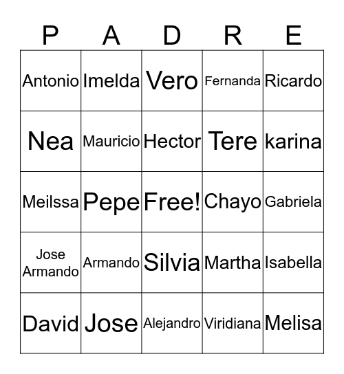 DIA DEL PADRE Bingo Card
