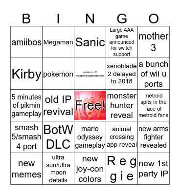 save us reggie Bingo Card