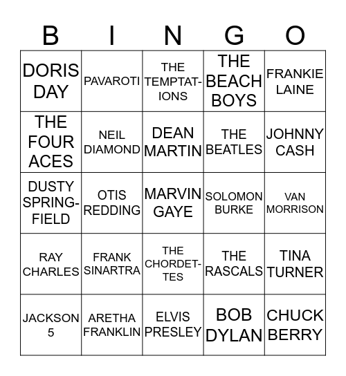 MUSIC BINGO Card