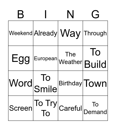 Bingo Card
