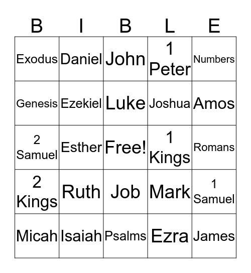 Books of the Bible Bingo Card