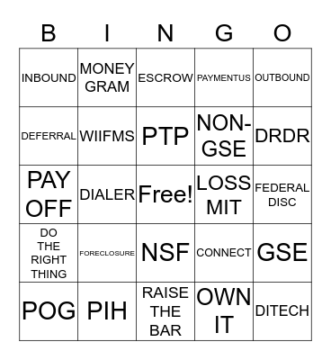 DITECH Bingo Card
