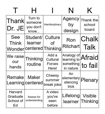 Professional Development 6/14 Bingo Card