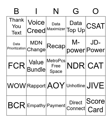 Quality Bingo Card
