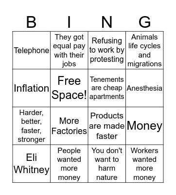 Industrial Revolution  Bingo Card